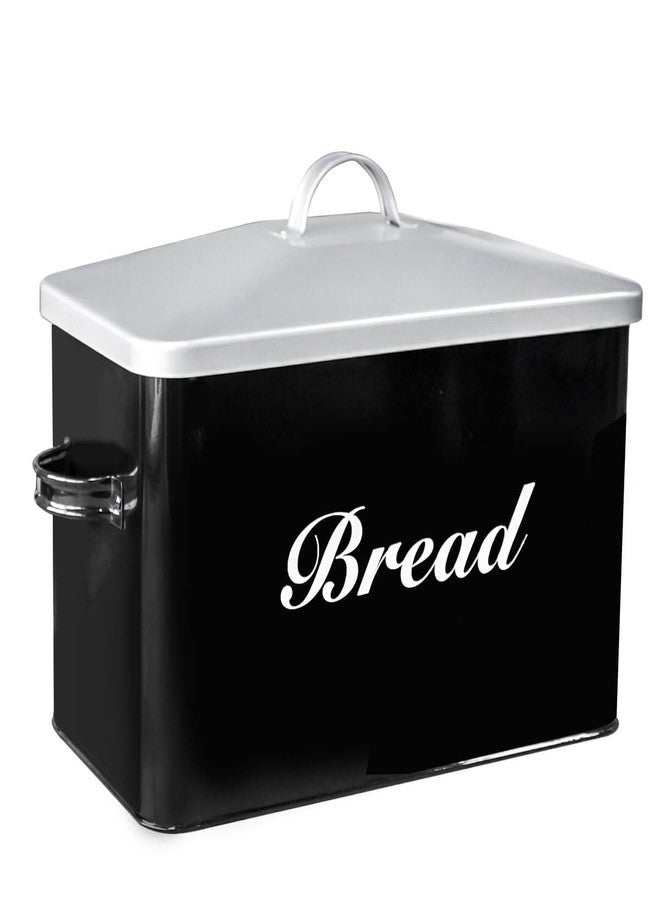 SOTECH Vintage Metal Bread Box Farmhouse Decor Style Pantry Organization and Storage Container,Space Saving Black with Silver Breadbox-Rustic Kitchen Decor - Image 1